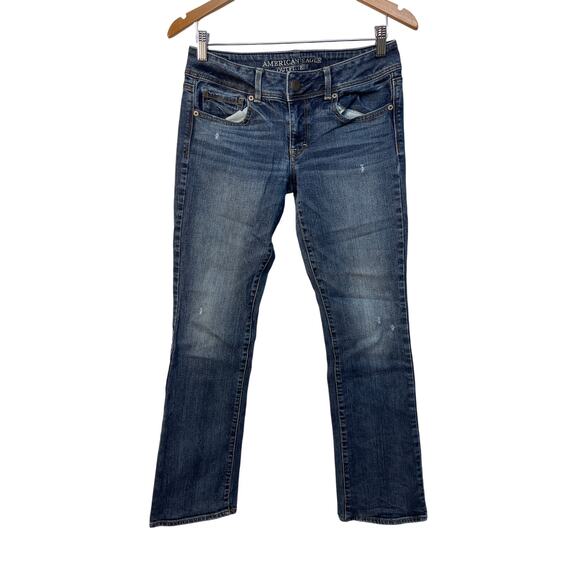 American Eagle Outfitters Kick Boot Stretch Jeans Color Blue Size 8 Long - Picture 1 of 11